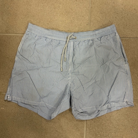 MC2 Saint Barth Men’s Blue Striped Drawstring Swim Shorts - Picture 1 of 7